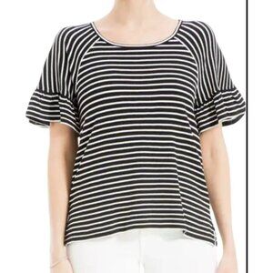 Max Studio Striped Short Sleeve Boatneck Top Women's Size 3XL Black & White NWT!
